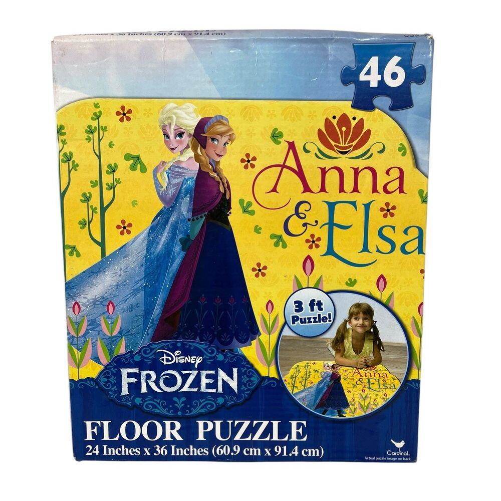 Disney Frozen Floor Puzzle 46 Pc Anna Elsa Kids Large Pieces Complete Box 24x36
